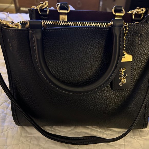 COACH Rogue 25 Shoulder Bag Black, Brass Hardware (NWT) - Picture 1 of 6